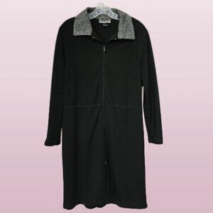 Indications Black w/White Flecked Collar Long-Sleeve Dress - L